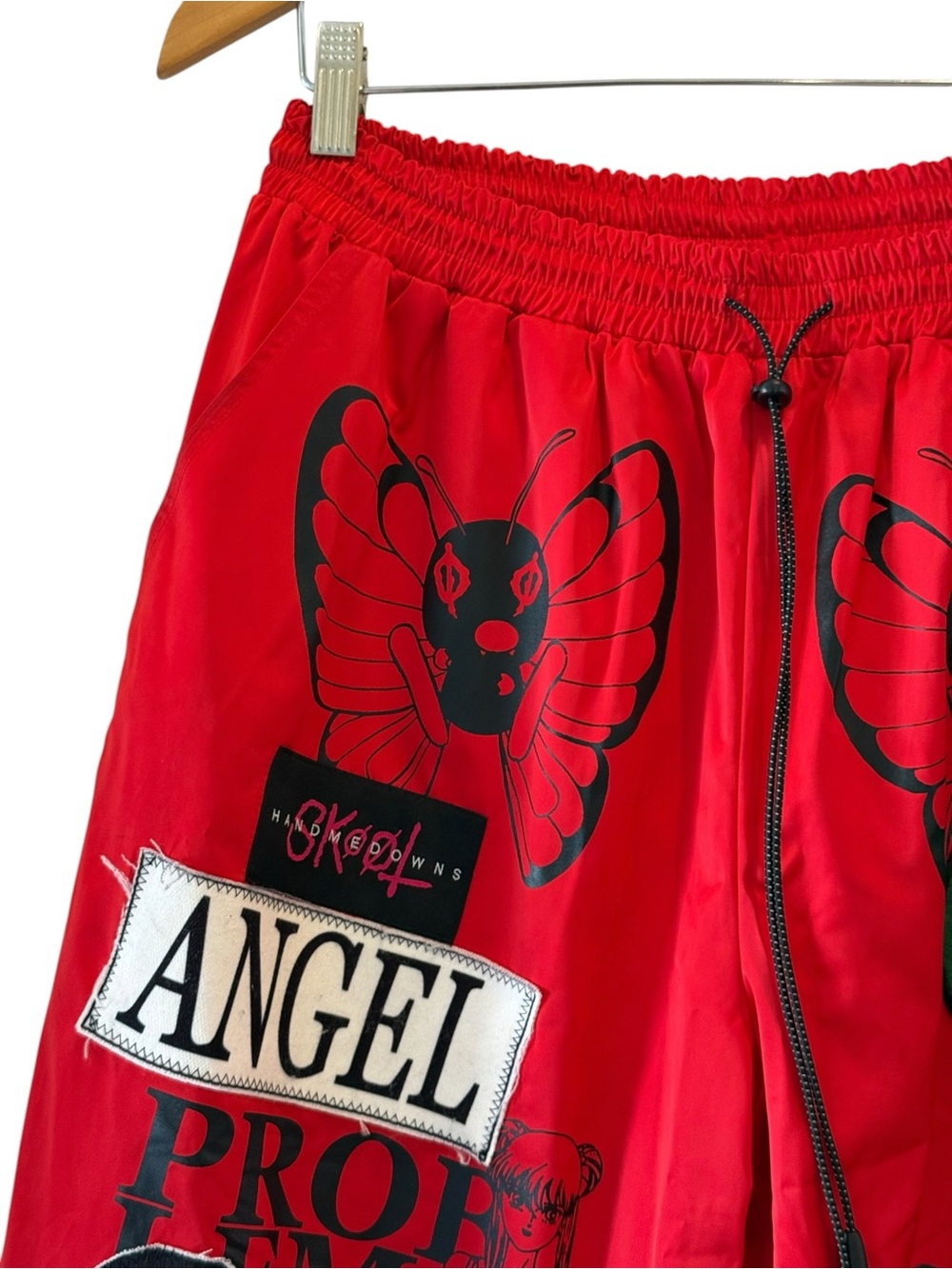 NWT✨ SKOOT Degenerate Angel Pants Red Graphic Techwear Joggers Medium - Picture 3 of 11